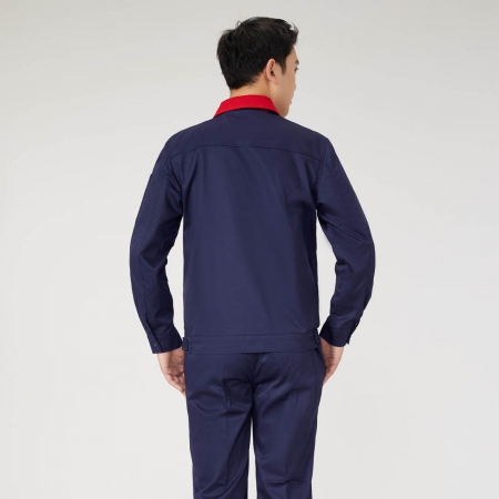 宝蓝拼大红色机械加工工作服AC2201-1